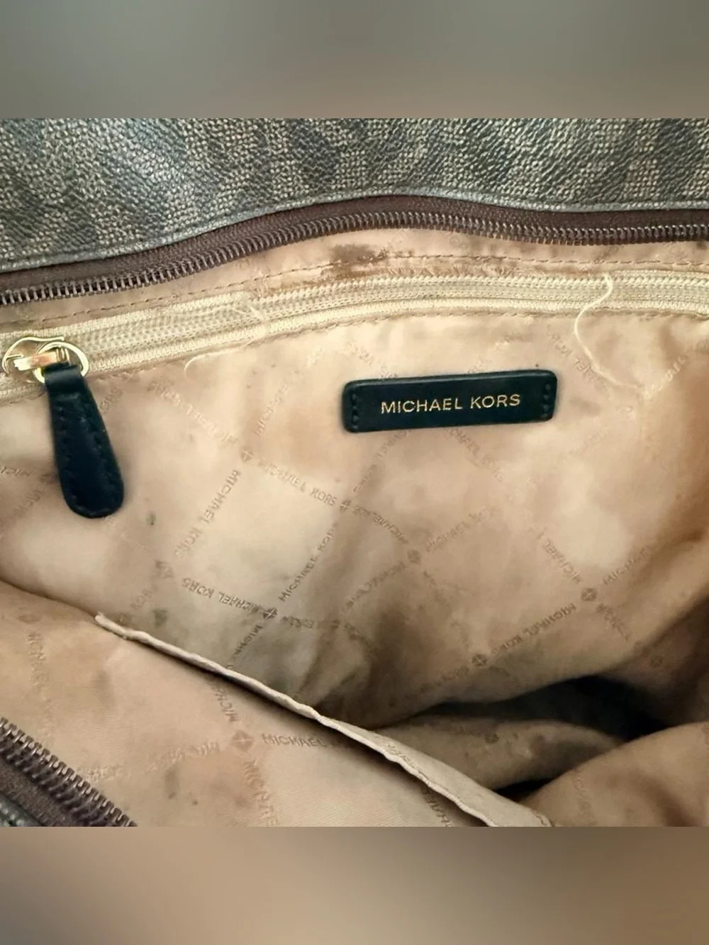 Michael Kors Brown Signature MK Monogram Tote Bag Shoulder Purse